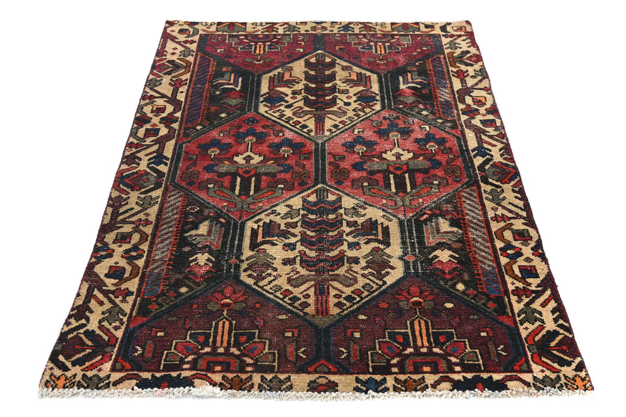 Vintage Bakhtiari Rug – Crimson Oasis