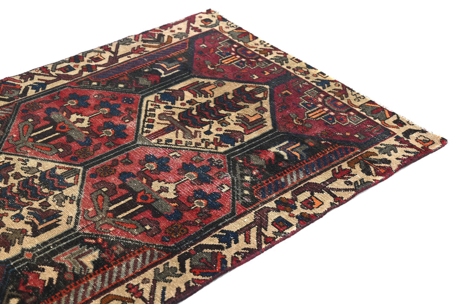 Vintage Bakhtiari Rug – Crimson Oasis