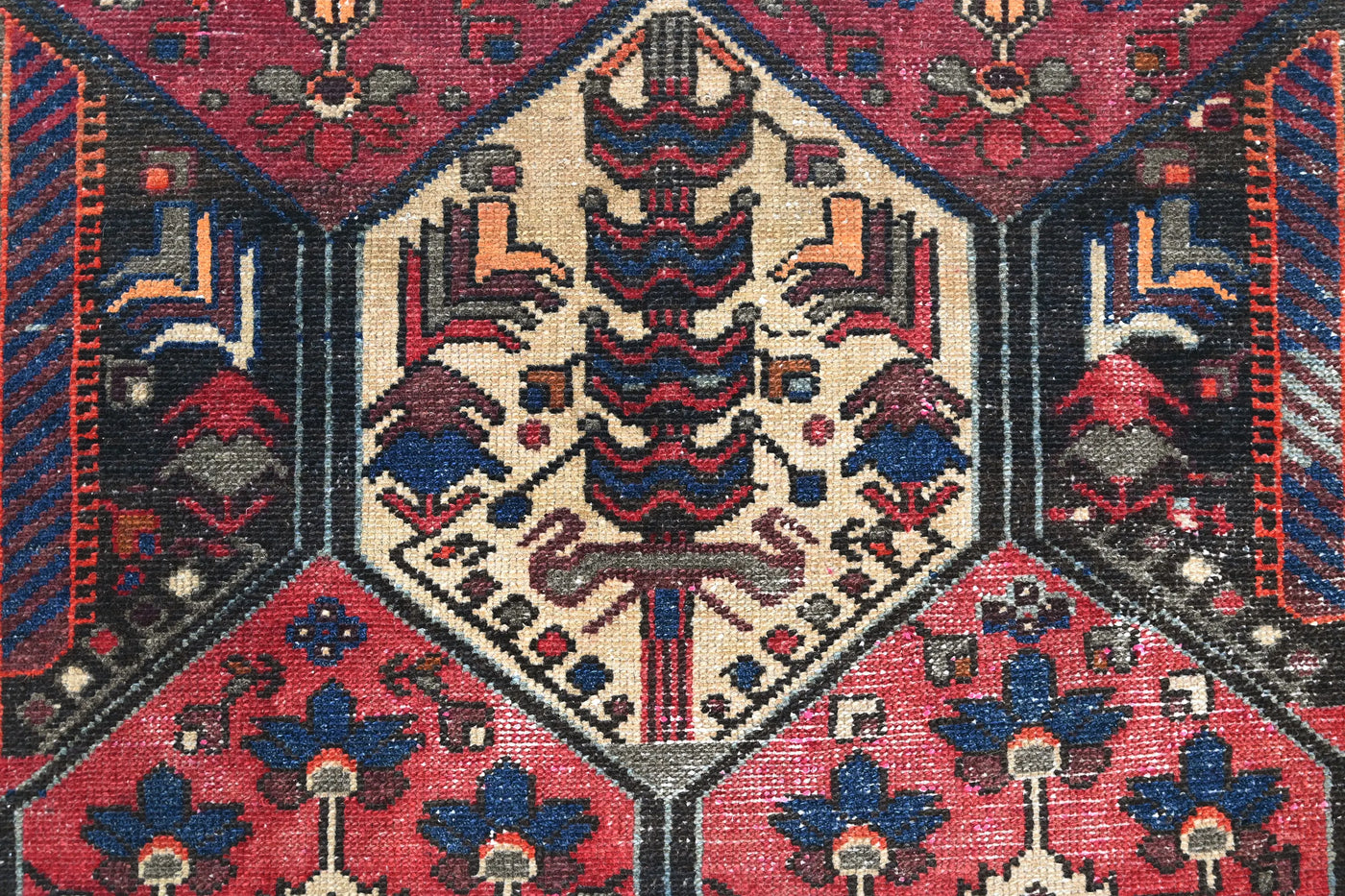 Vintage Bakhtiari Rug – Crimson Oasis