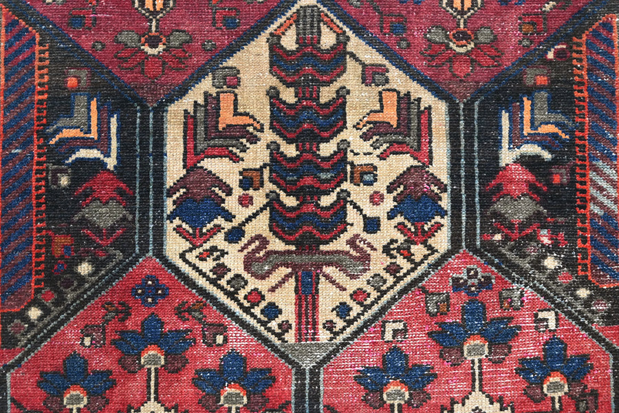 Vintage Bakhtiari Rug – Crimson Oasis