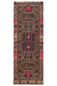 Vintage Ardabil Runner – Magenta Zoomorphic