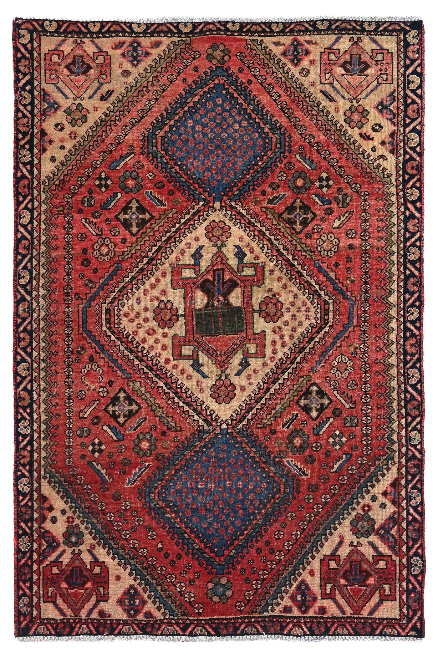 Vintage Shiraz Rug – Indigo Lozenge