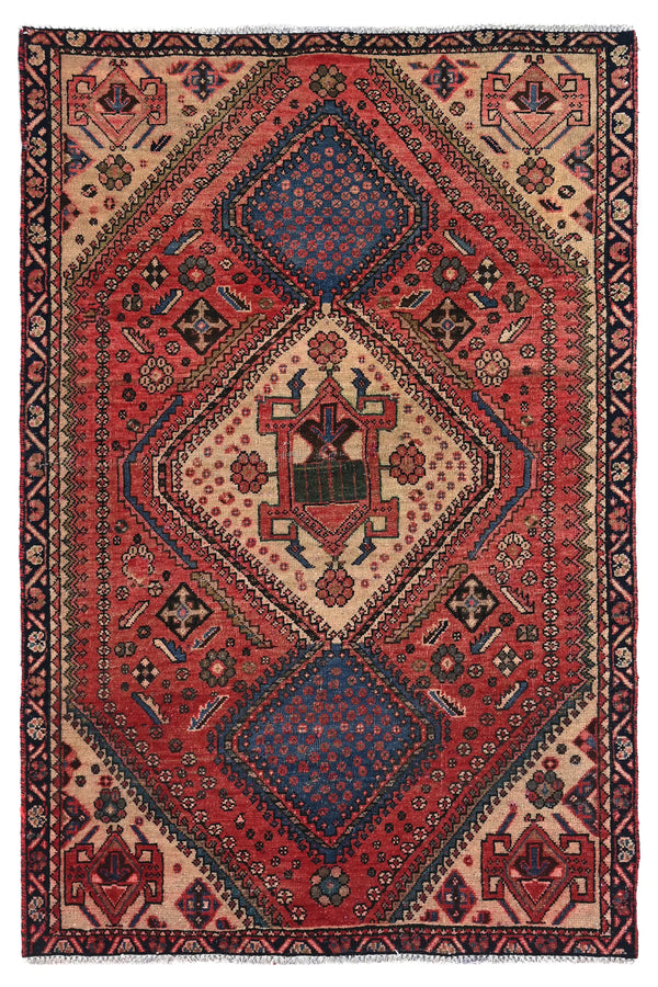 Vintage Shiraz Rug – Indigo Lozenge