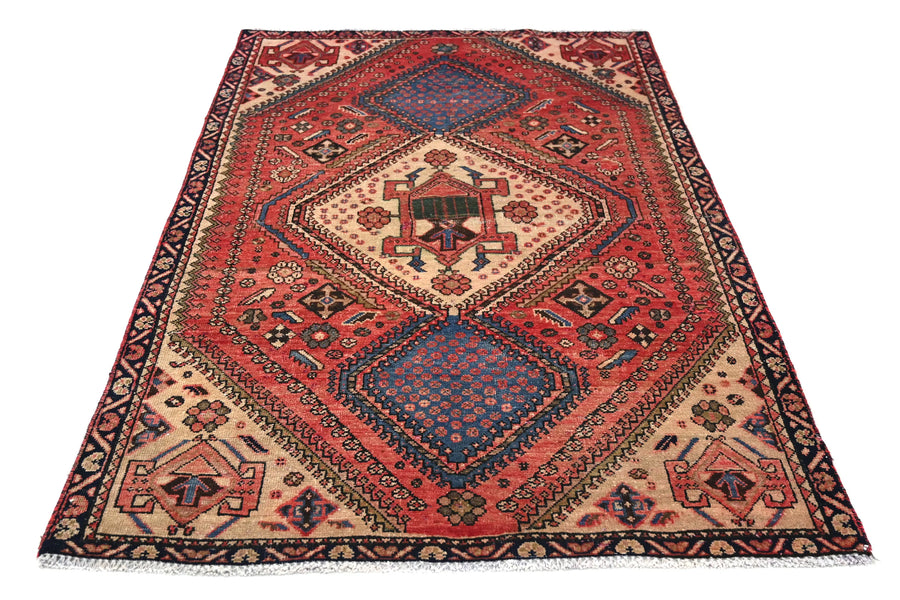 Vintage Shiraz Rug – Indigo Lozenge