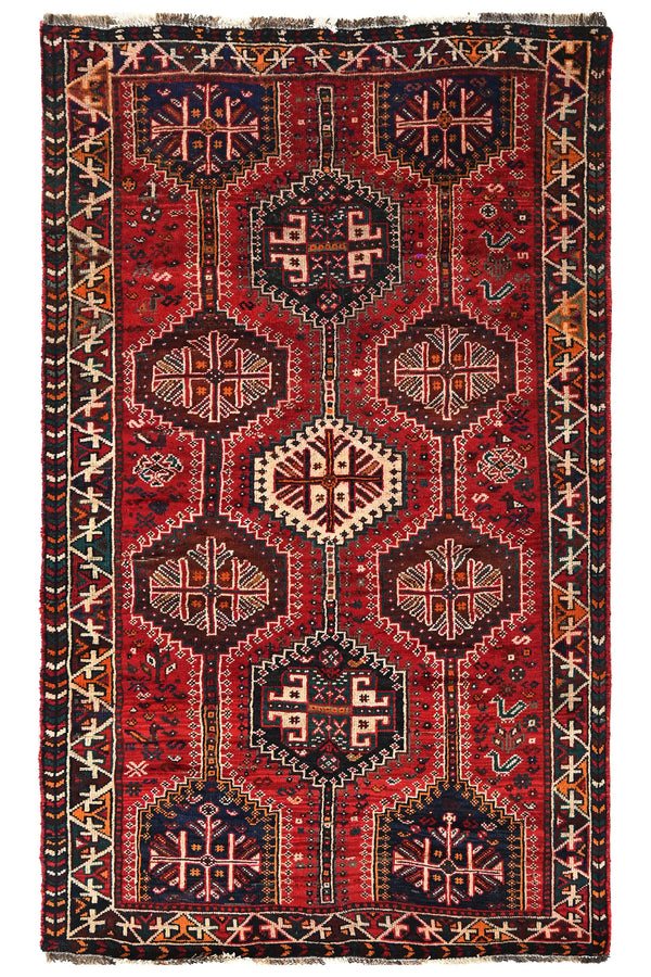 Vintage Shiraz Persian Rug – Ruby Constellation