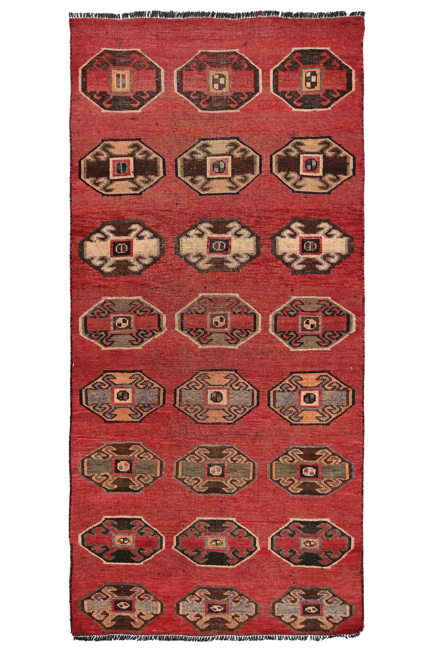 Vintage Turkmen Runner Rug – Terracotta Gull