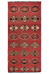 Vintage Turkmen Runner Rug – Terracotta Gull