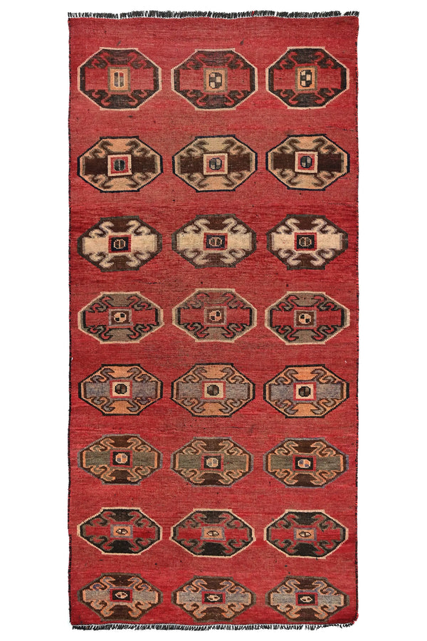 Vintage Turkmen Runner Rug – Terracotta Gull