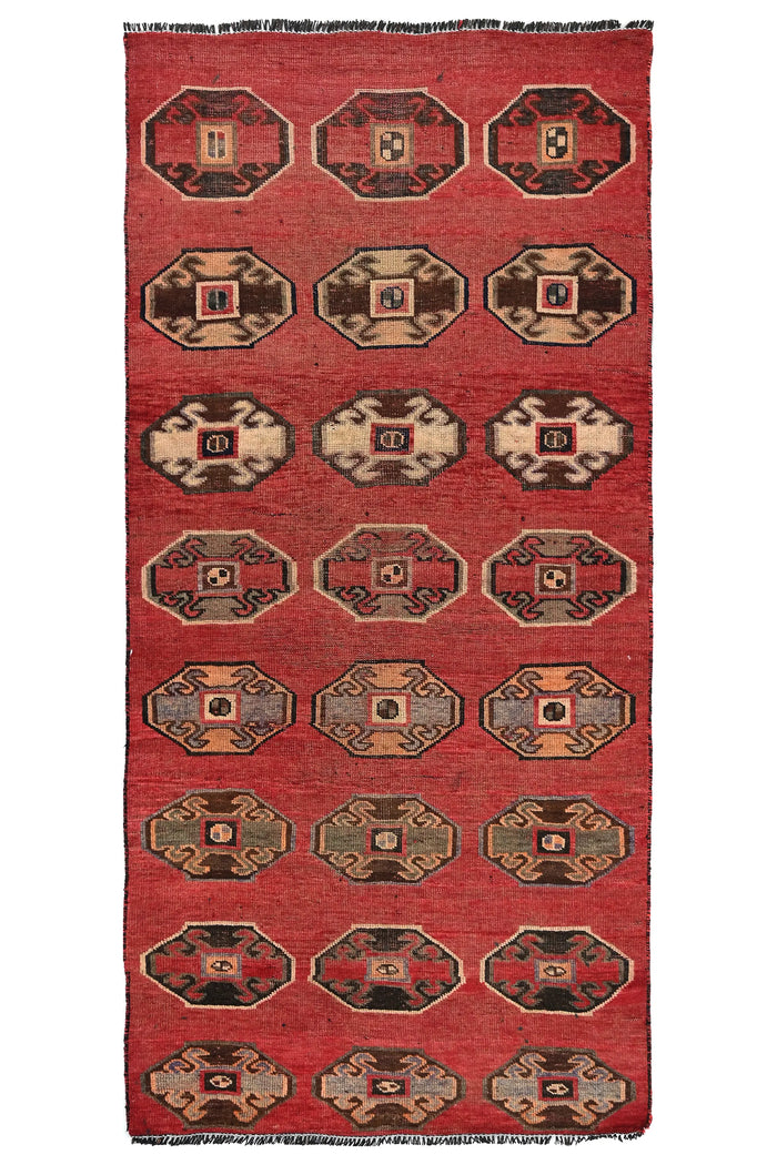 Vintage Turkmen Runner Rug – Terracotta Gull
