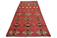 Vintage Turkmen Runner Rug – Terracotta Gull