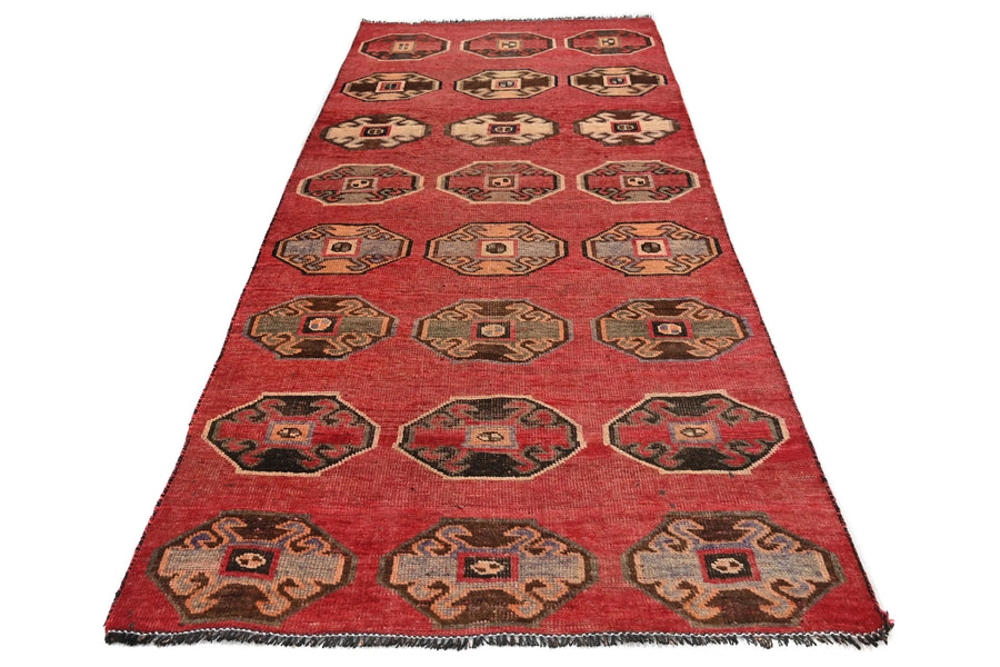 Vintage Turkmen Runner Rug – Terracotta Gull