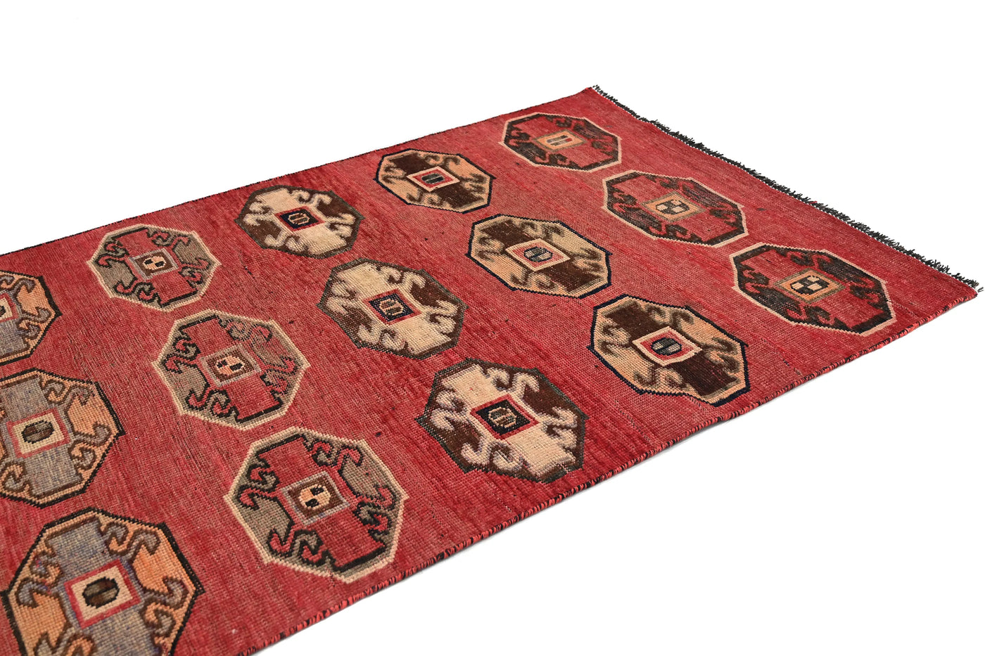Vintage Turkmen Runner Rug – Terracotta Gull