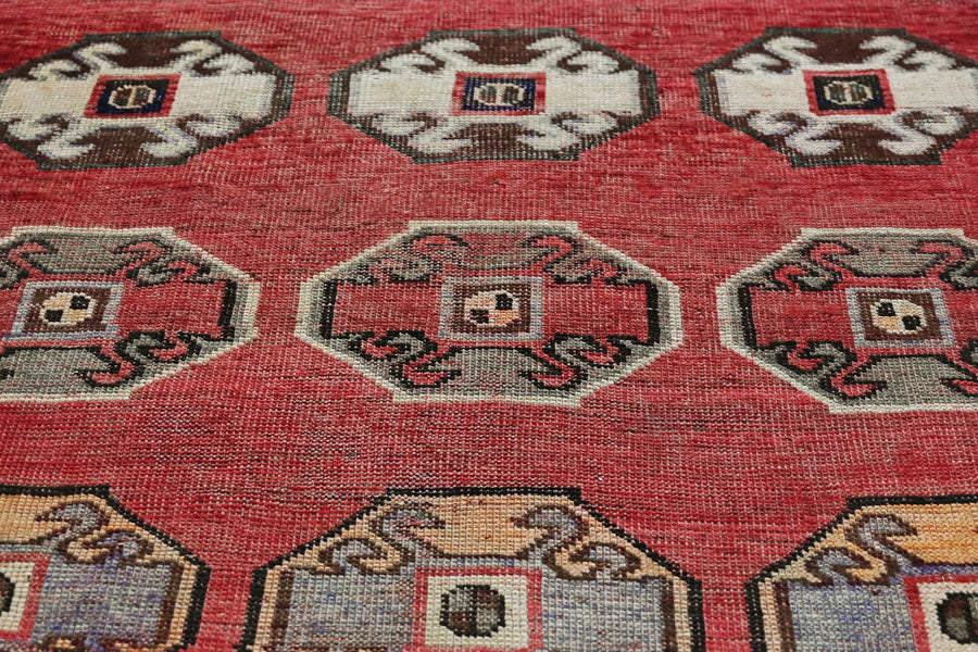 Vintage Turkmen Runner Rug – Terracotta Gull