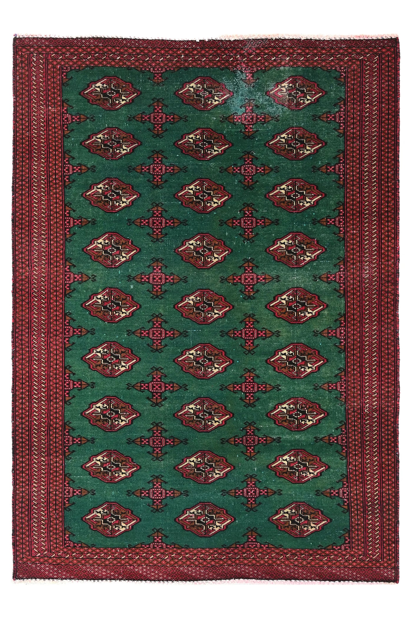 Vintage Turkmen Rug – Malachite Mosaic