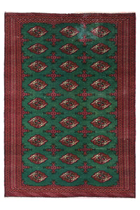 Vintage Turkmen Rug – Malachite Mosaic