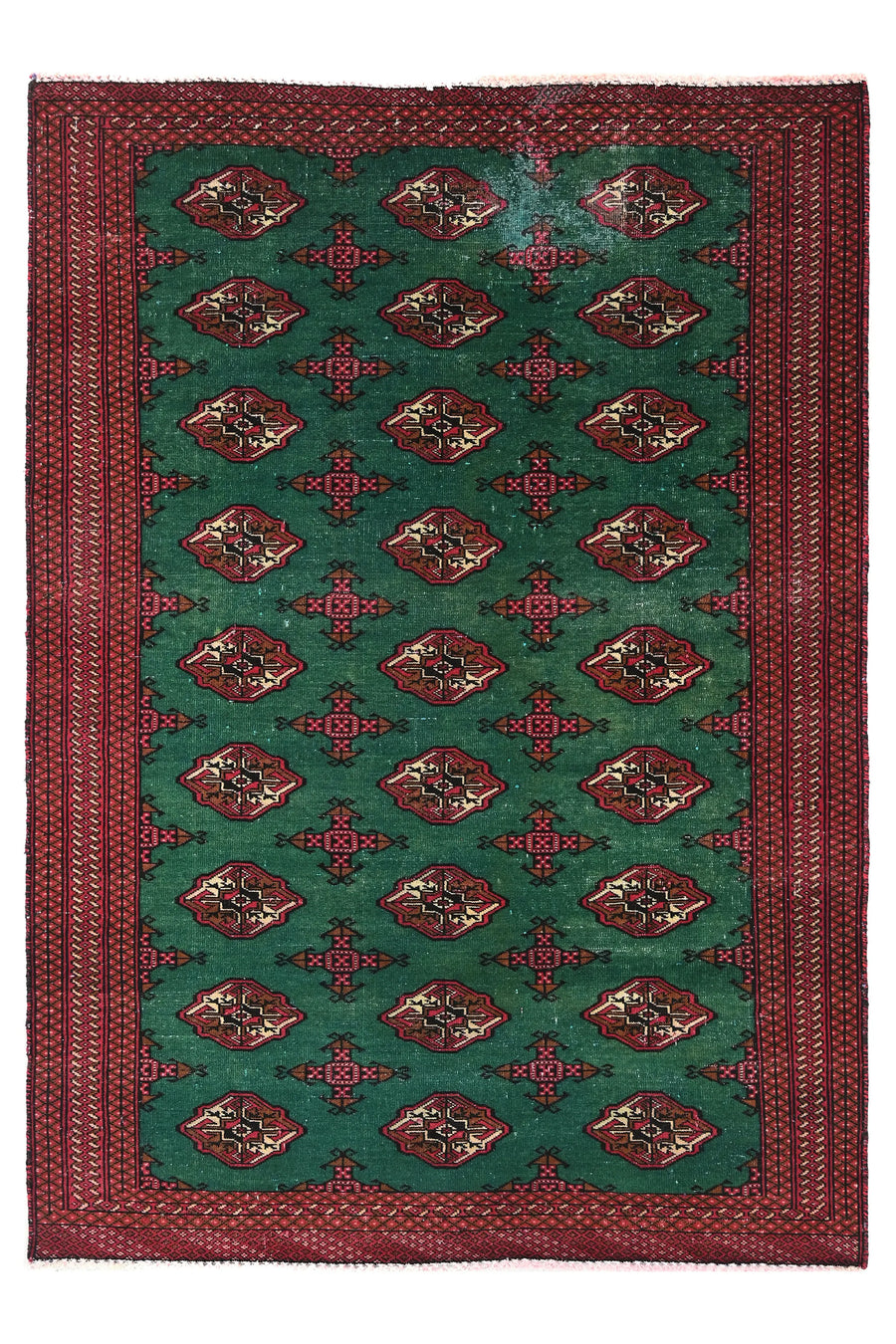 Vintage Turkmen Rug – Malachite Mosaic