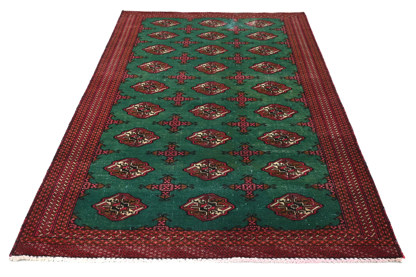 Vintage Turkmen Rug – Malachite Mosaic