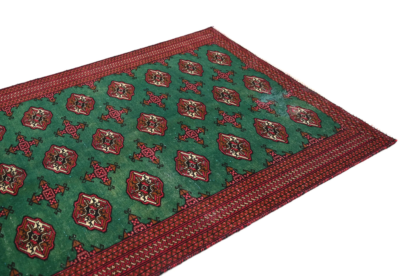 Vintage Turkmen Rug – Malachite Mosaic