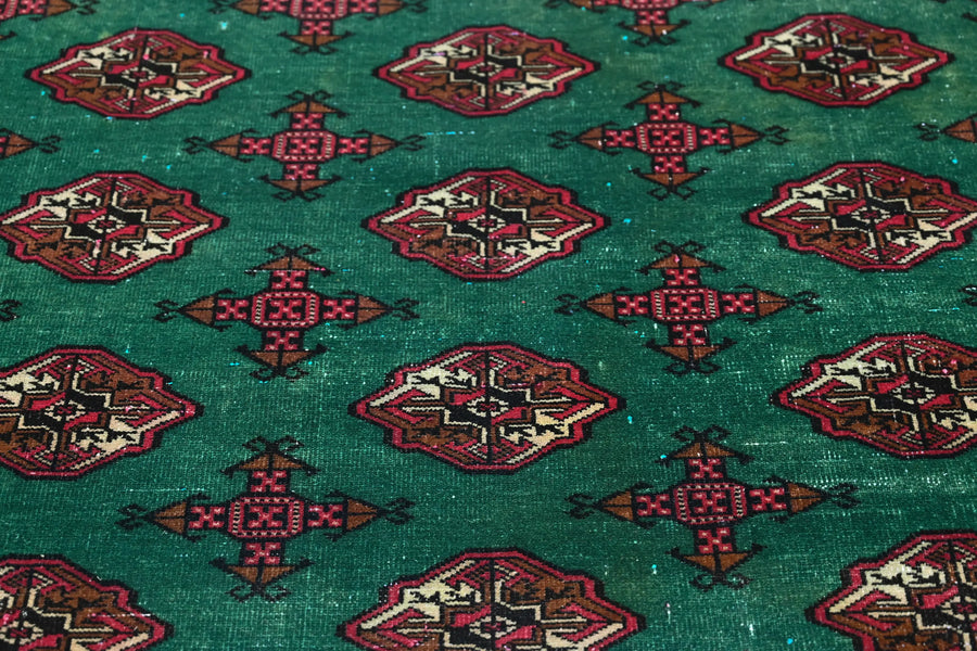 Vintage Turkmen Rug – Malachite Mosaic