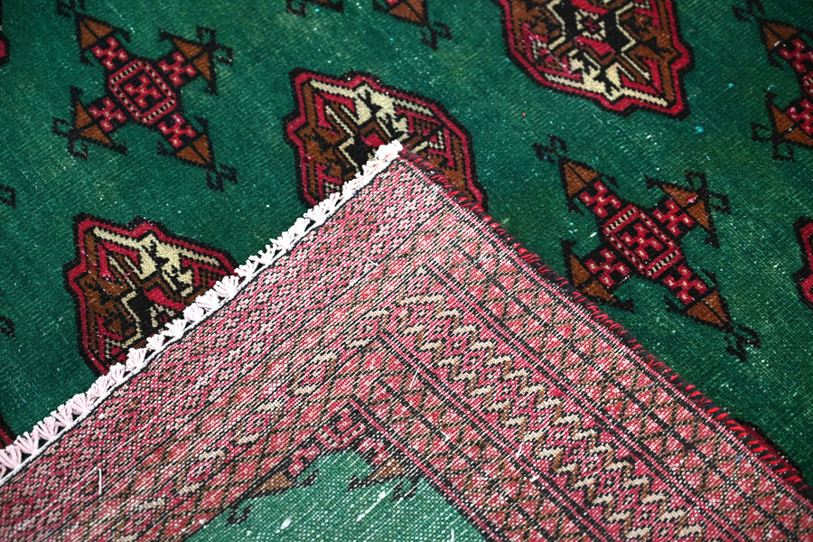 Vintage Turkmen Rug – Malachite Mosaic