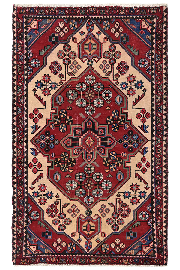 Vintage Hamadan Rug – Cerulean Cartouche