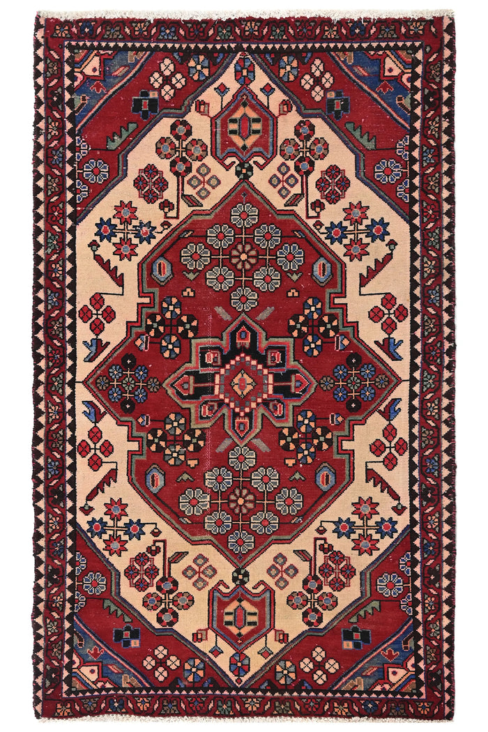 Vintage Hamadan Rug – Cerulean Cartouche