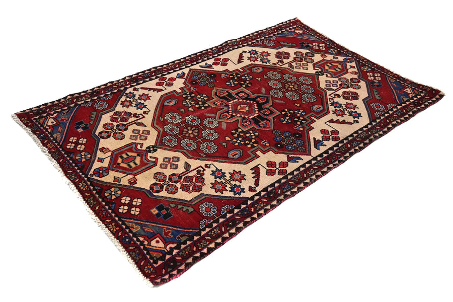 Vintage Hamadan Rug – Cerulean Cartouche