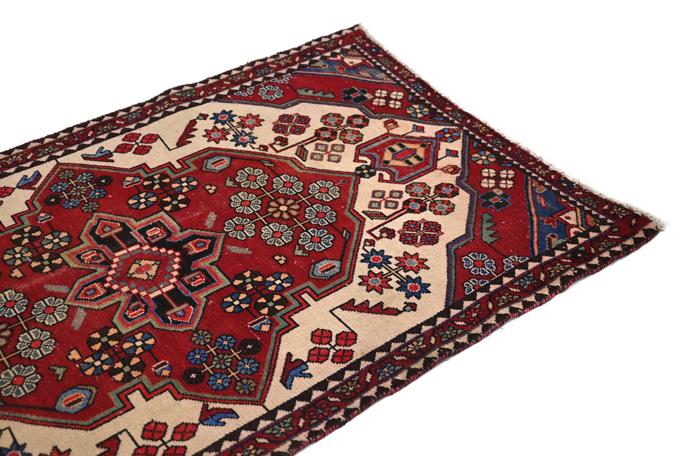 Vintage Hamadan Rug – Cerulean Cartouche