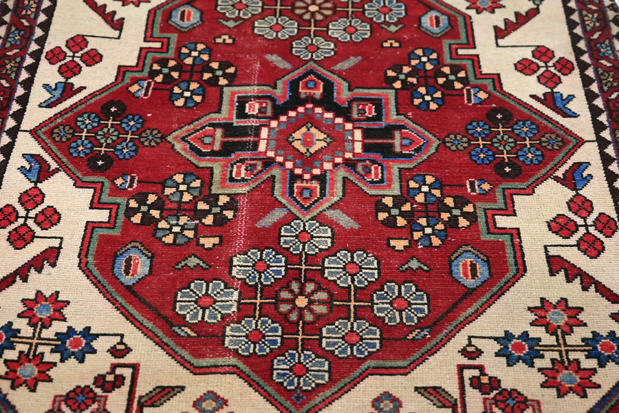 Vintage Hamadan Rug – Cerulean Cartouche