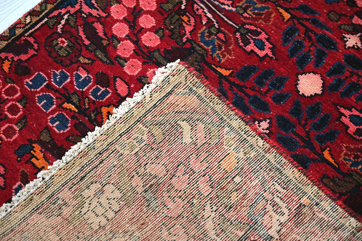 Vintage Baluchi Runner – Crimson Rosette
