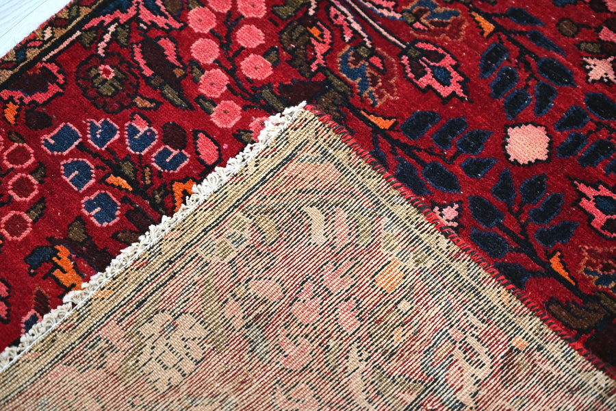 Vintage Baluchi Runner – Crimson Rosette