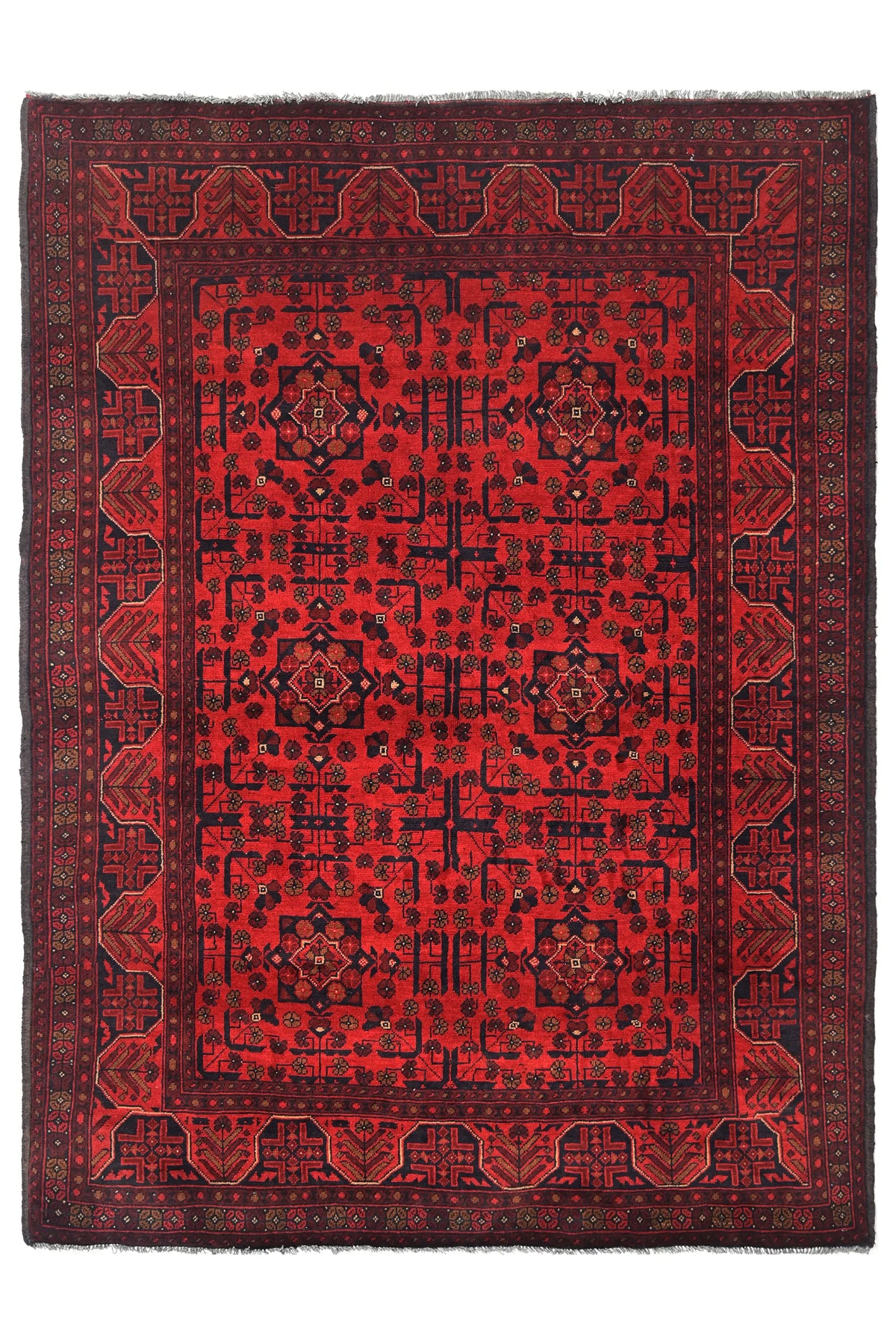 Khal Mohammadi Afghan Rug – Ruby Medallion