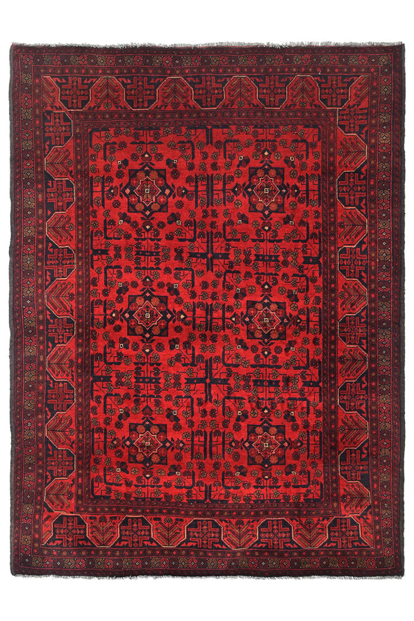 Khal Mohammadi Afghan Rug – Ruby Medallion
