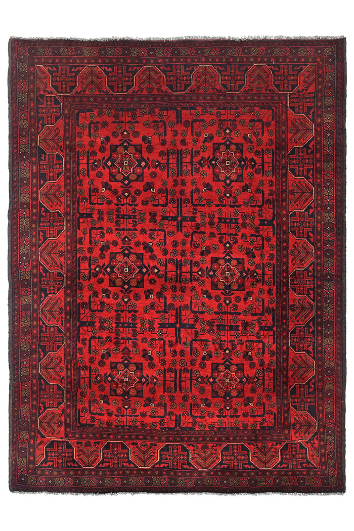 Khal Mohammadi Afghan Rug – Ruby Medallion