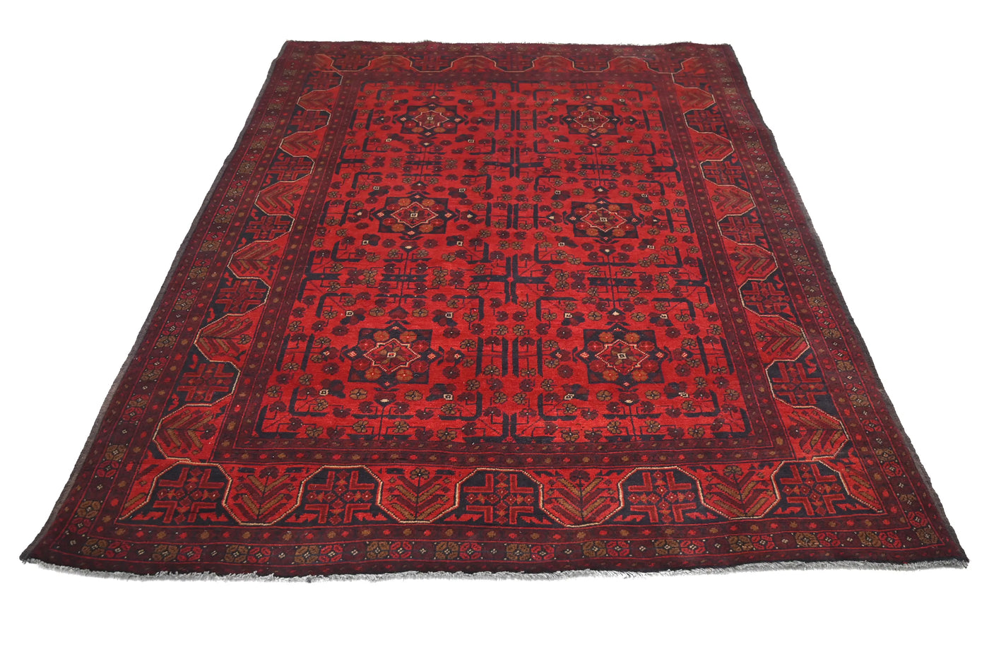 Khal Mohammadi Afghan Rug – Ruby Medallion