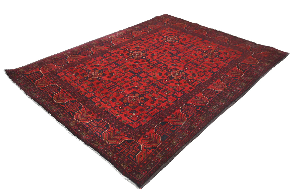 Khal Mohammadi Afghan Rug – Ruby Medallion