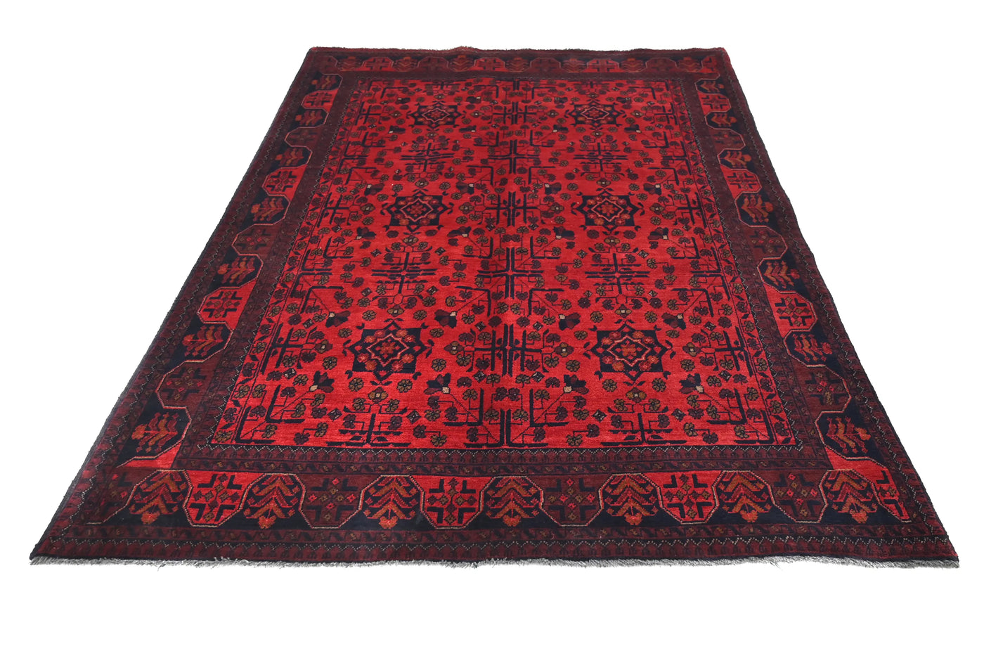 Khal Mohammadi Afghan Rug – Scarlet Lattice