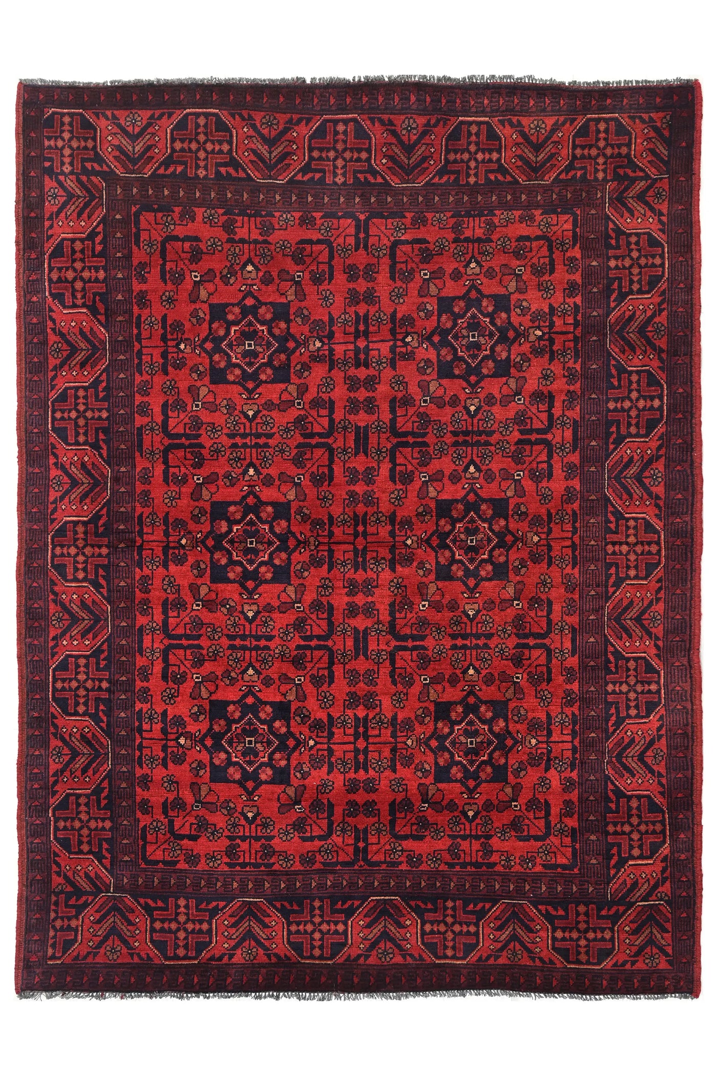 Khal Mohammadi Afghan Rug – Garnet Symmetry