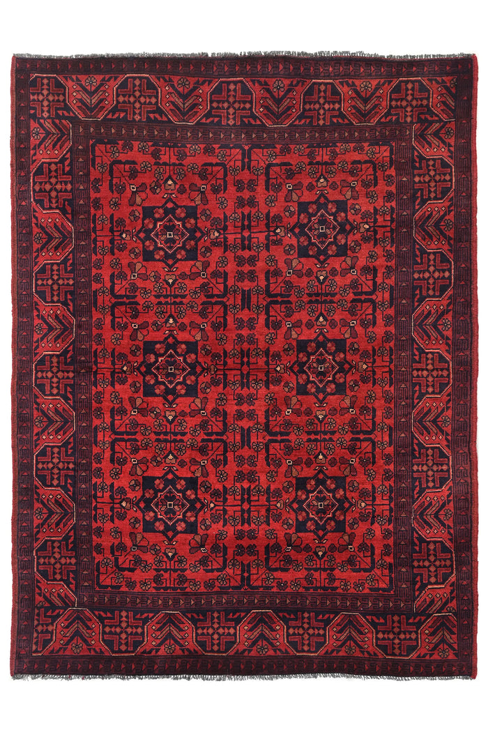 Khal Mohammadi Afghan Rug – Garnet Symmetry