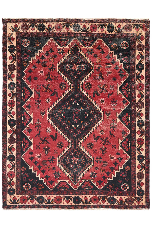 Vintage Shiraz Rug – Obsidian Diamond