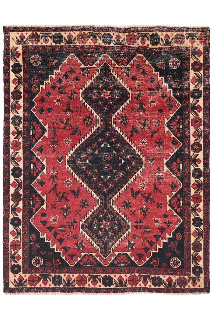 Vintage Shiraz Rug – Obsidian Diamond