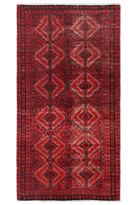 Vintage Baluchi Rug – Crimson Diamond