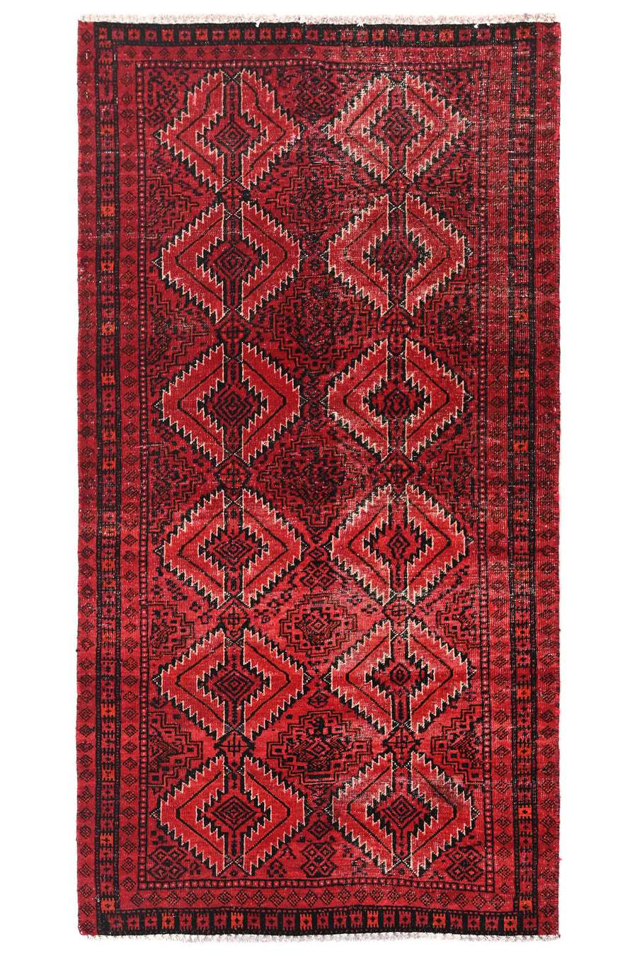 Vintage Baluchi Rug – Crimson Diamond