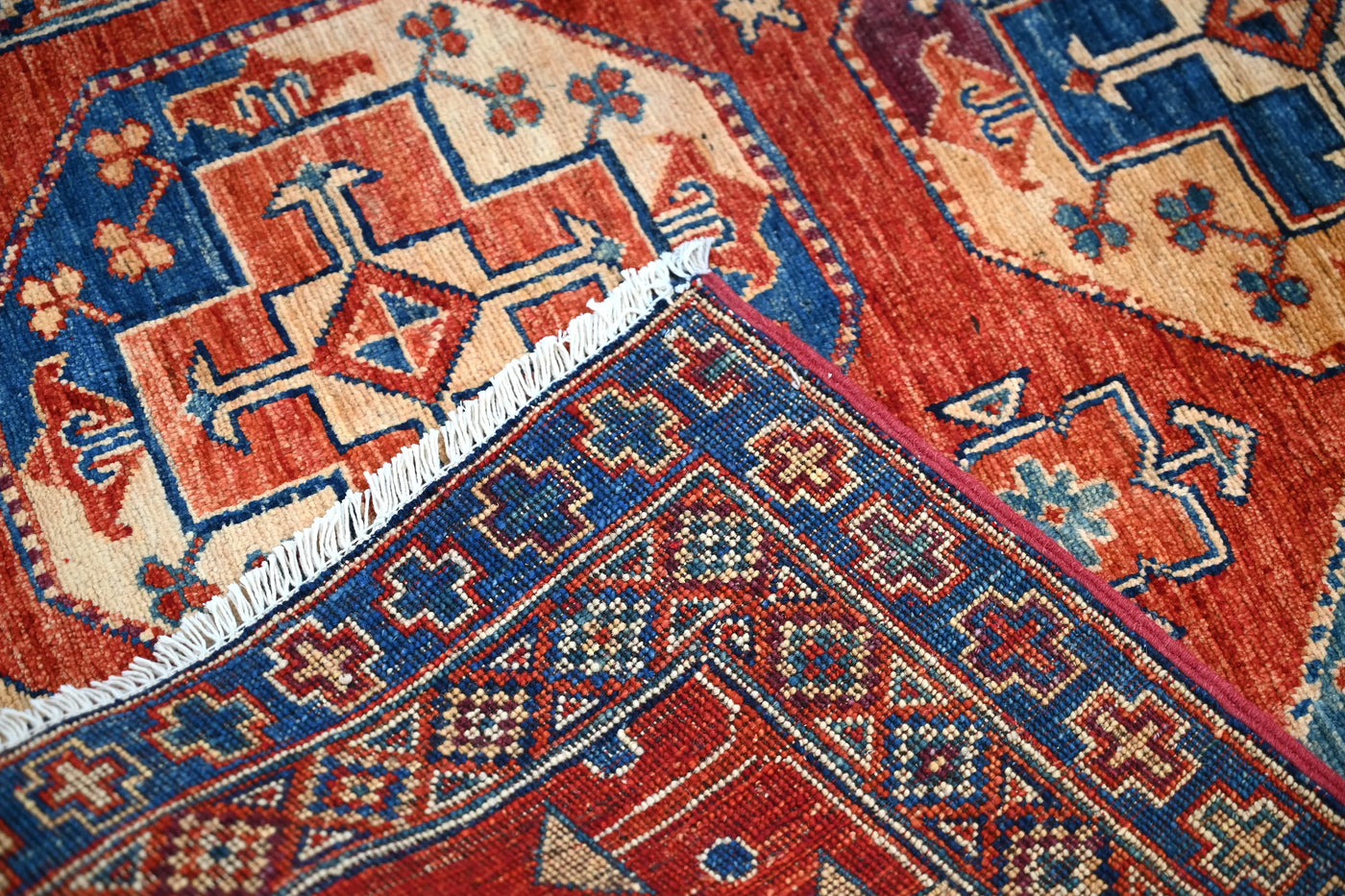 Super Kazak Afghan Rug – Copper Canyon