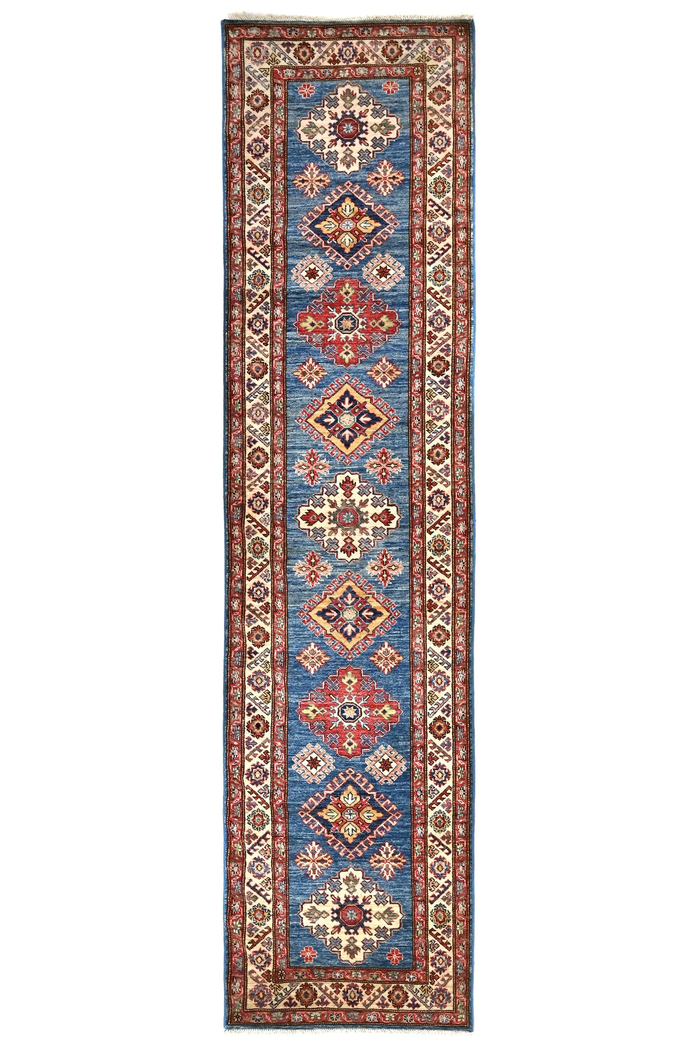Super Kazak Afghan Runner – Cerulean Vista