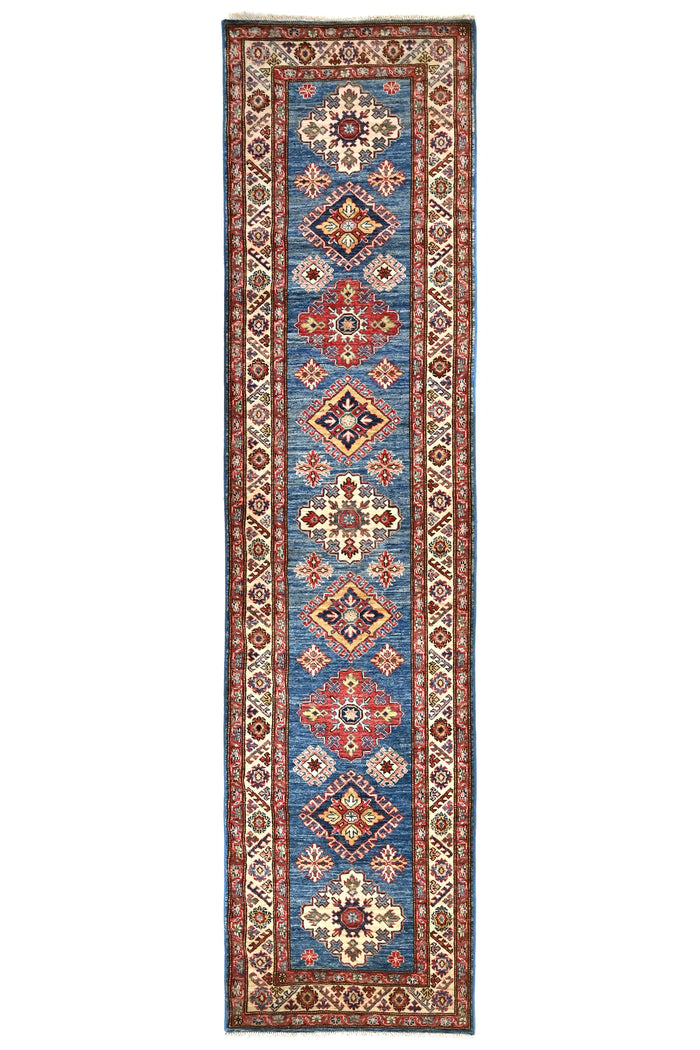 Super Kazak Afghan Runner – Cerulean Vista