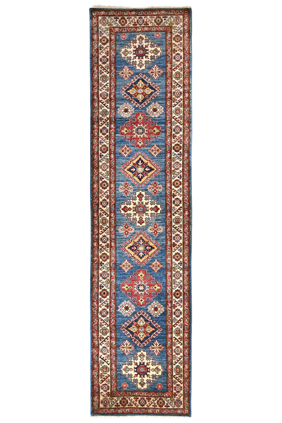 Super Kazak Afghan Runner – Cerulean Vista