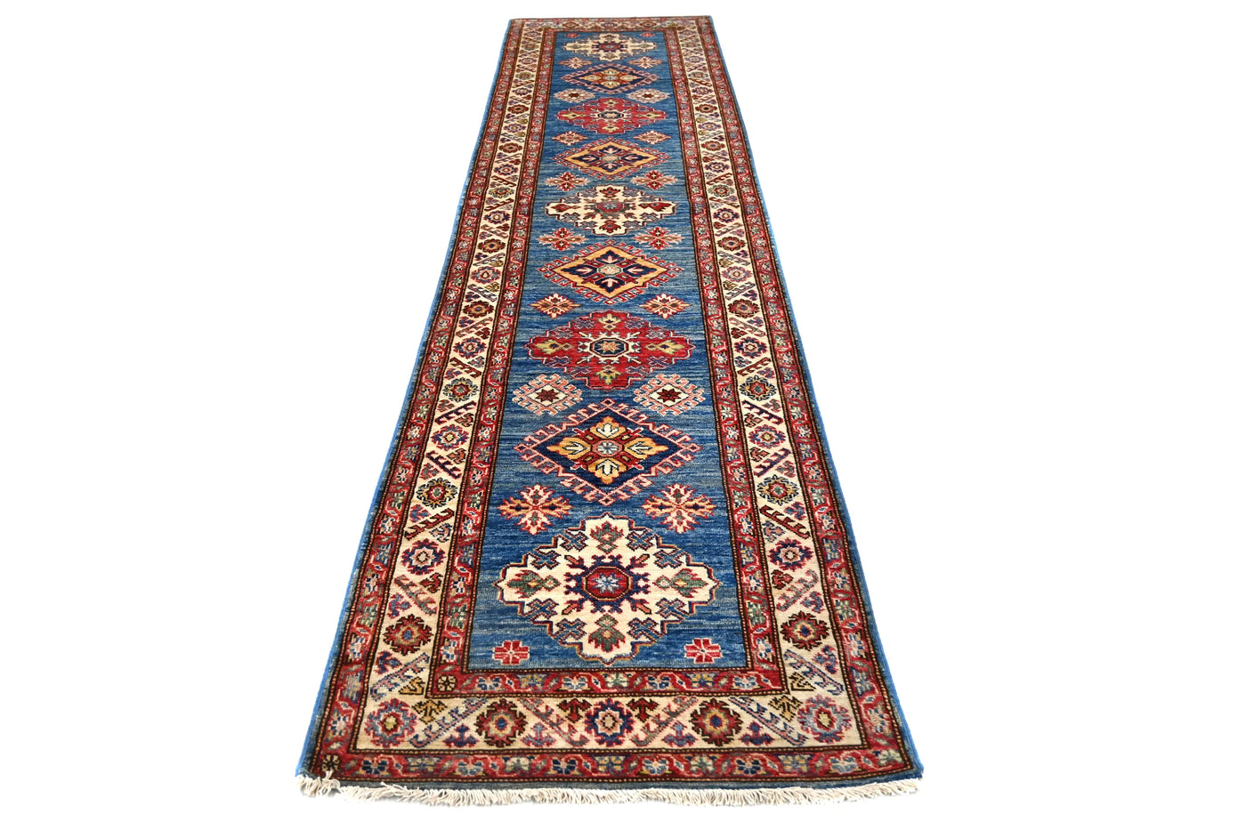 Super Kazak Afghan Runner – Cerulean Vista