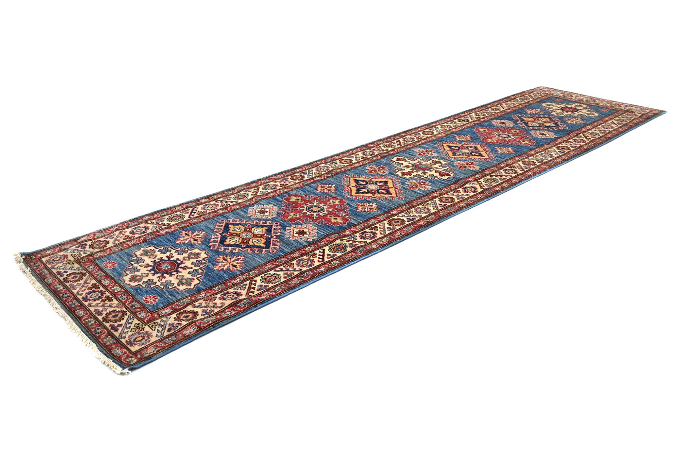 Super Kazak Afghan Runner – Cerulean Vista