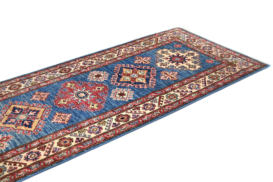 Super Kazak Afghan Runner – Cerulean Vista